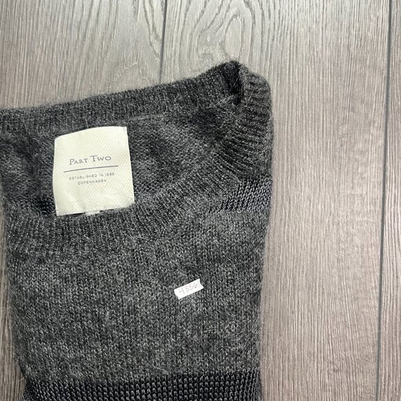 Part Two Mohair Small Grey Dress Knit Designer Striped - Picture 10 of 10